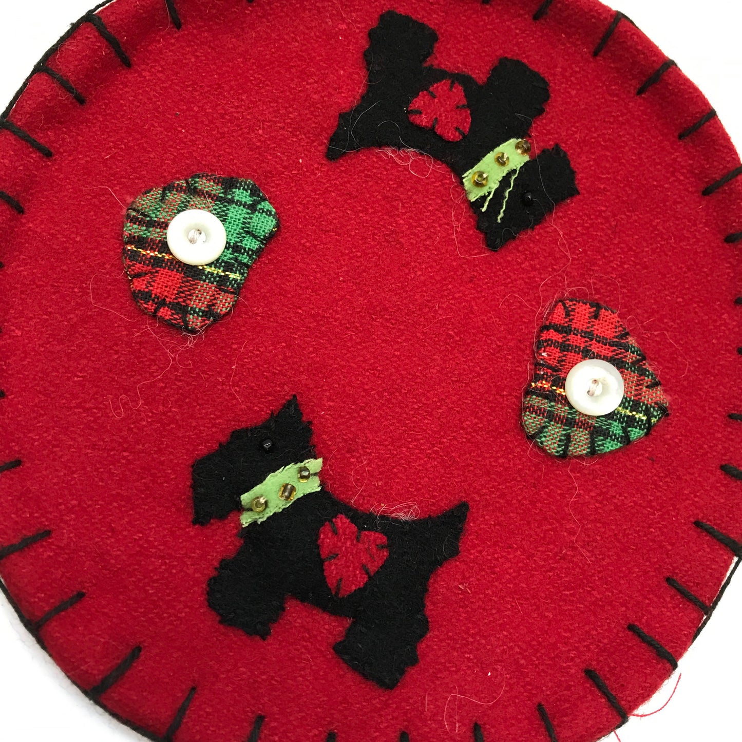 Set of 6 Handmade Scottish Themed Coasters, Scottie Dogs, MOP Buttons