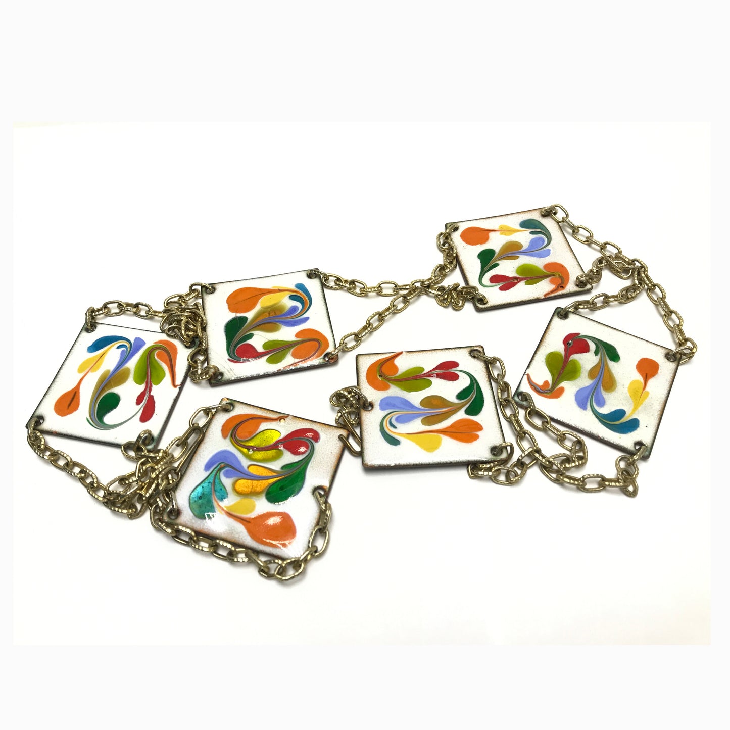 Multicoloured Enamel Panel Chain Belt