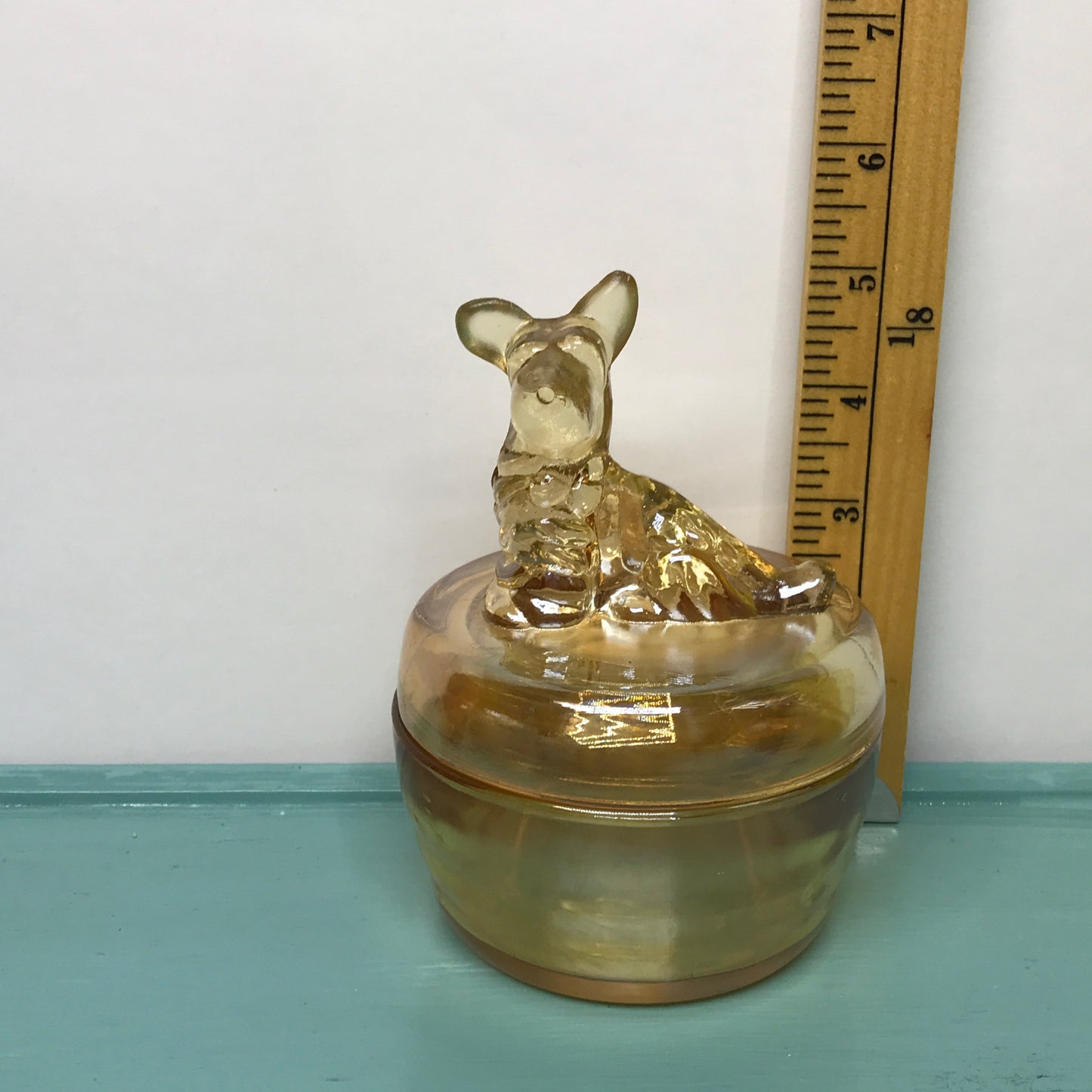 Scottie Dog Carnival Glass Powder Jar, Trinket Dish