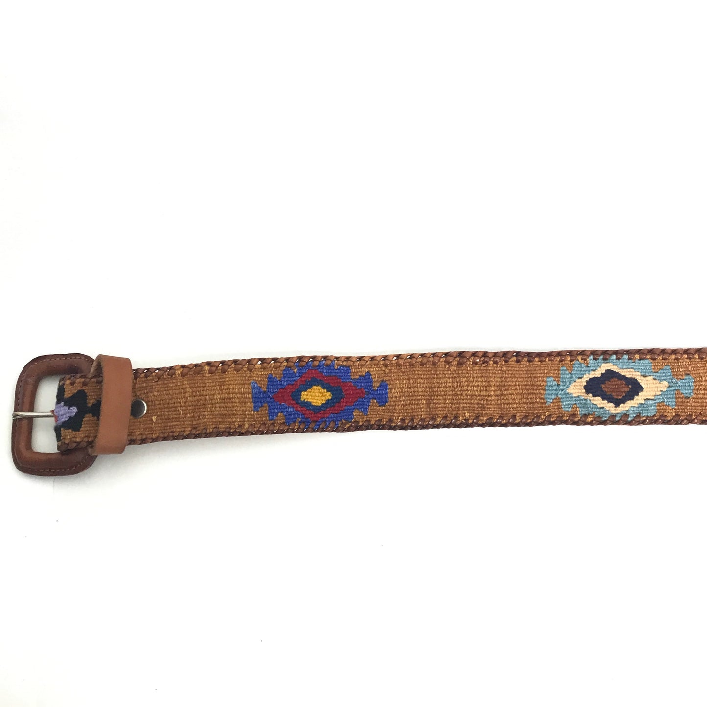 Vintage Woven Leather Belt, Size 36