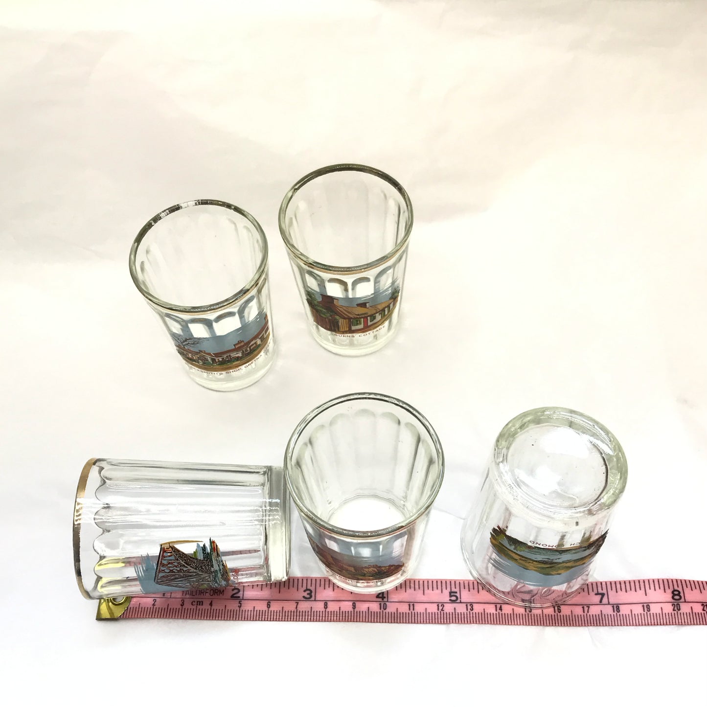 Lot of 5 Vintage Scottish Souvenir Shot Glasses