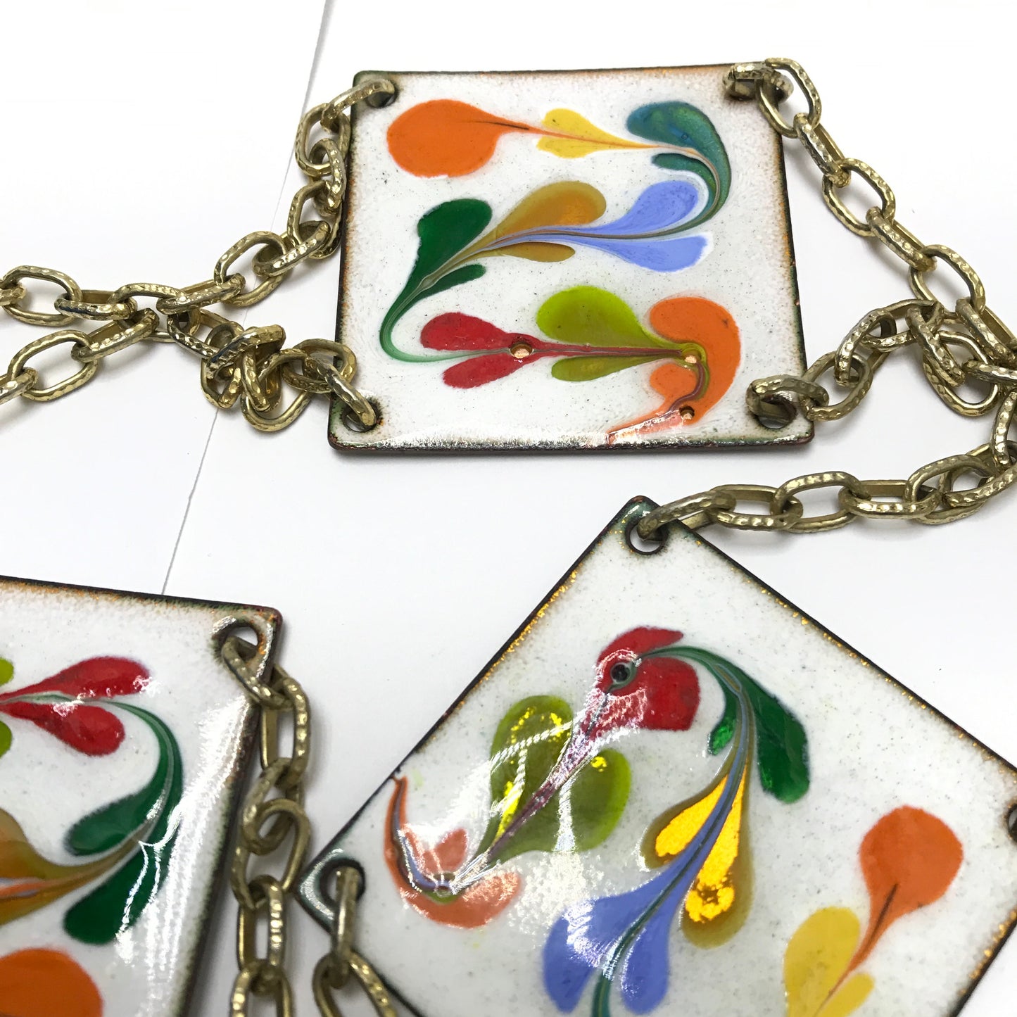 Multicoloured Enamel Panel Chain Belt