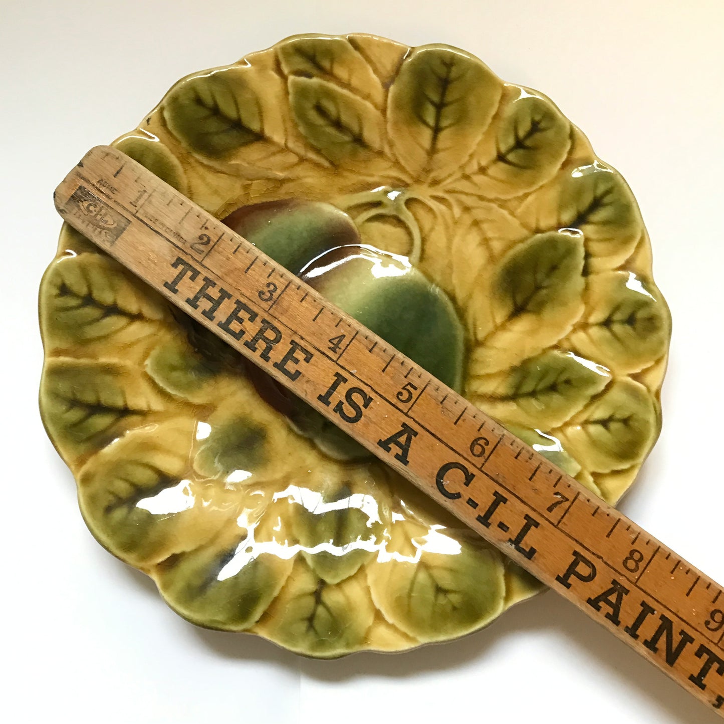 Sarreguimines French Majolica Plate, Apple Pattern