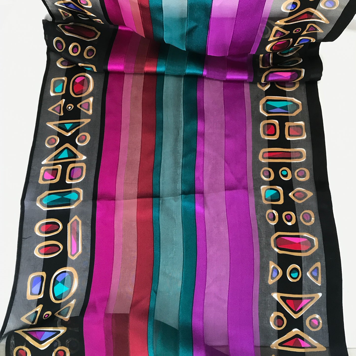 Wearable Art Bob Mackie Jewel Print, Long Silk Scarf