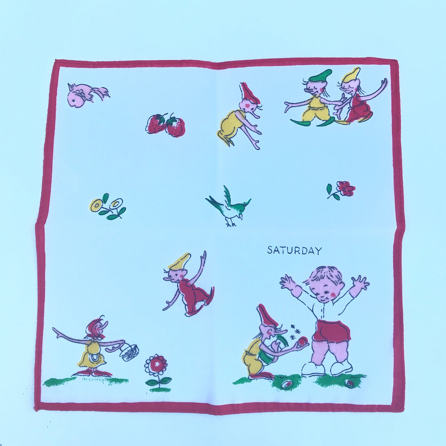 Vintage Children’s Hankies, Days of the Week, Set of 8