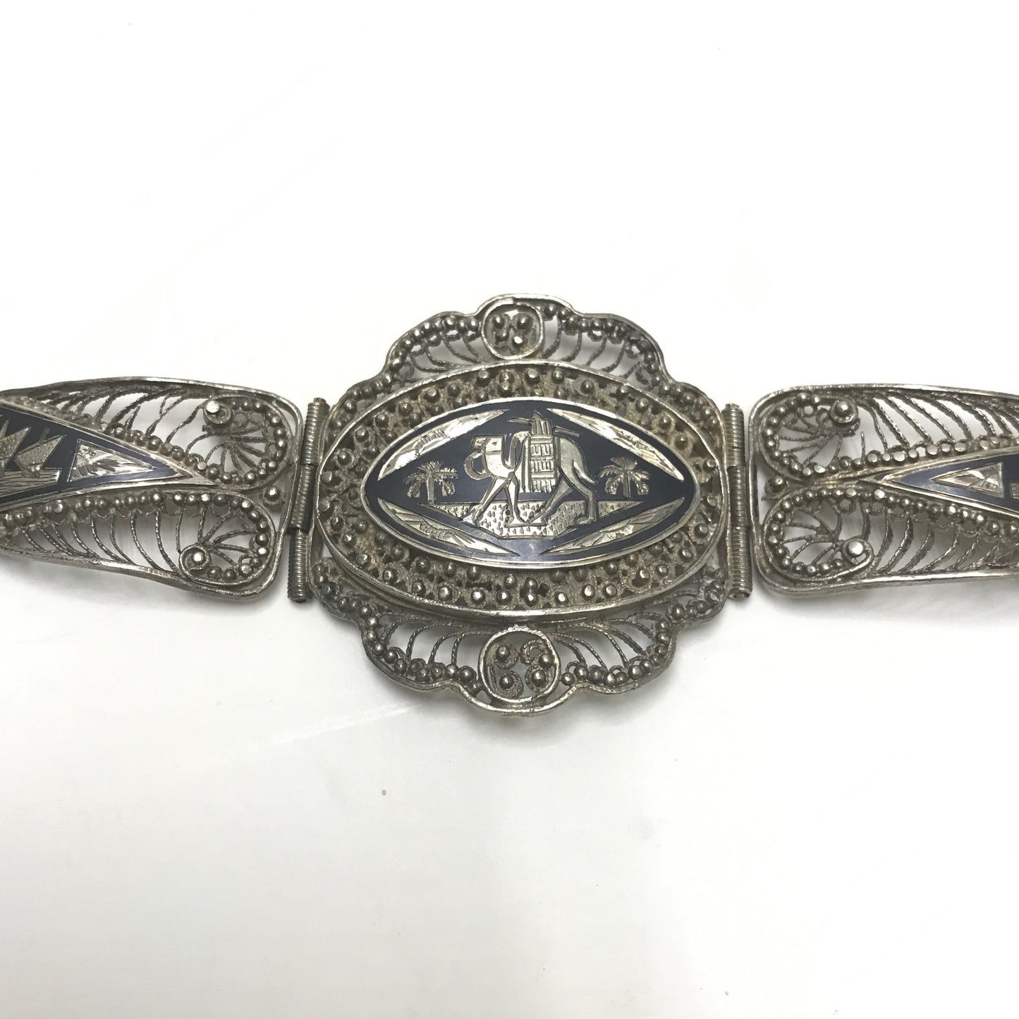 Silver Niello Filigree Link Bracelet