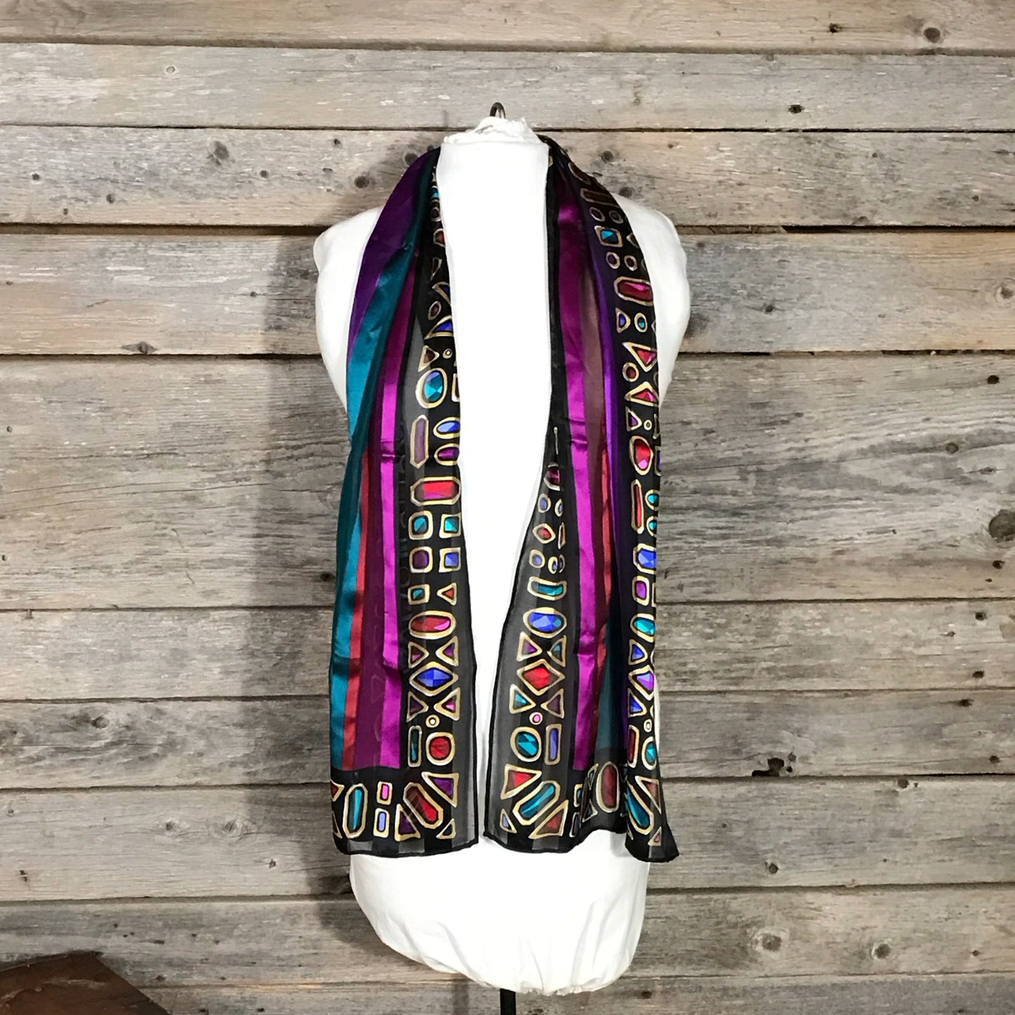 Wearable Art Bob Mackie Jewel Print, Long Silk Scarf