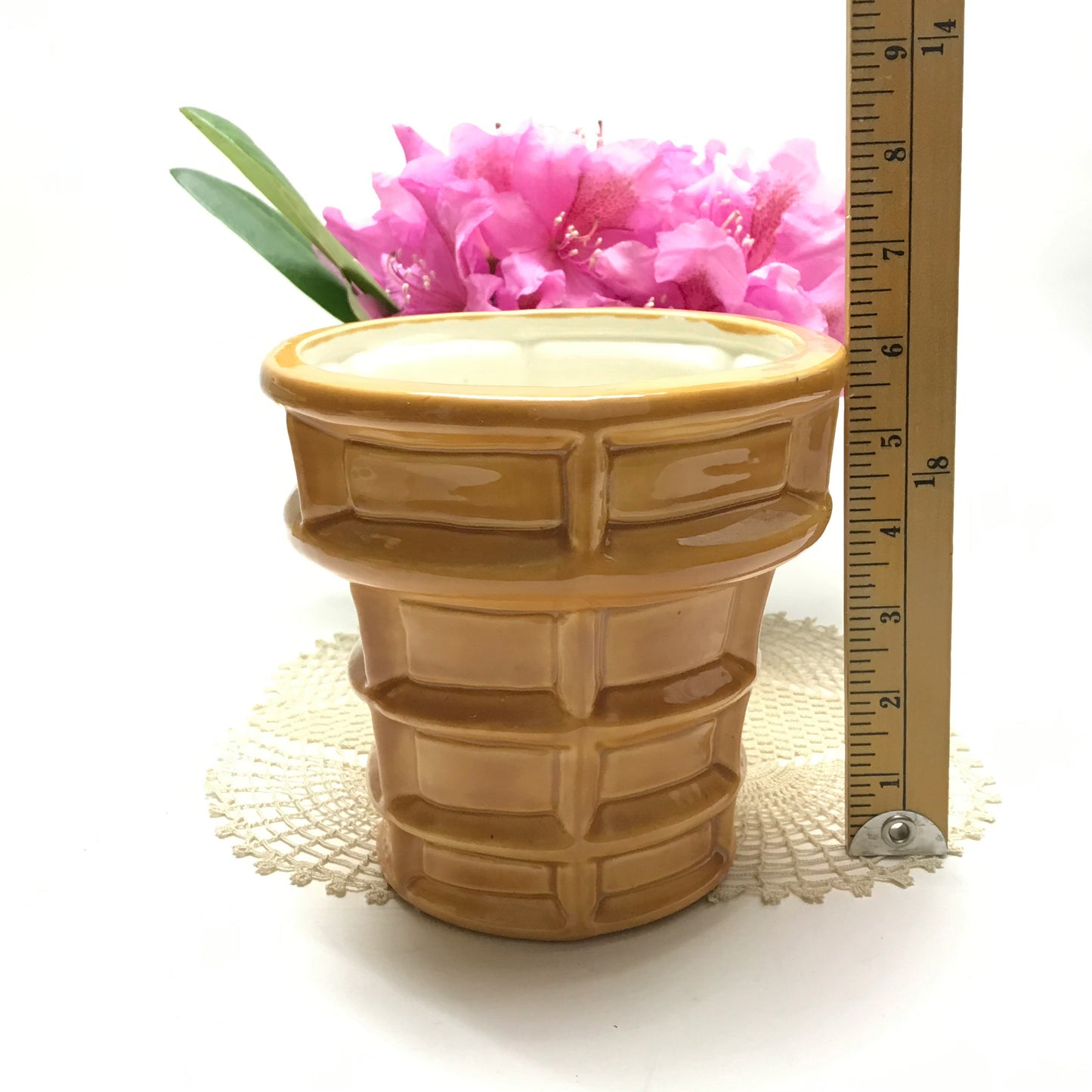 Ice Cream Cone Shaped Planter, Cone Cachepot, Ice Cream Jardiniere, Heavy Vase, Ice Cream Decor