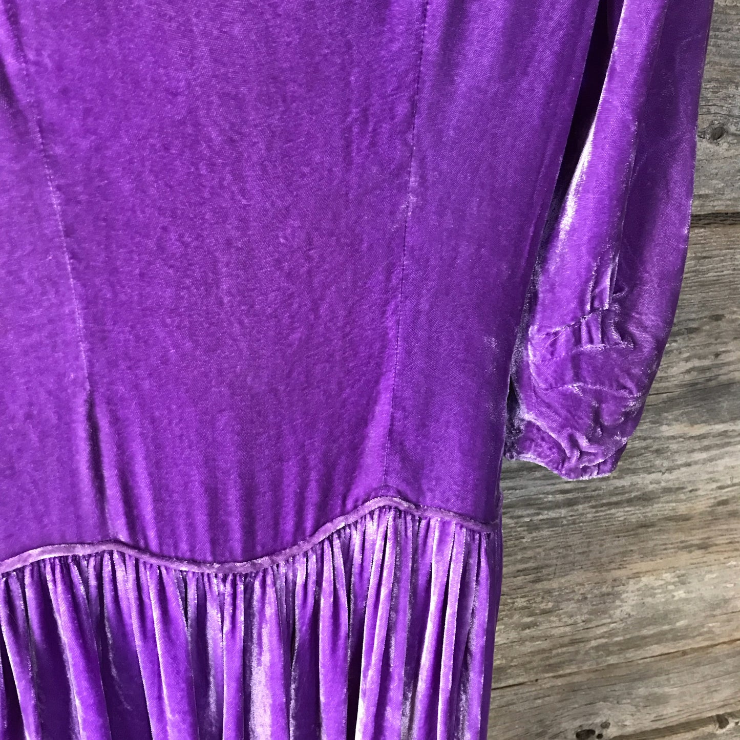 1930s Purple Velvet Dress, Vintage Fashion,  Some FAULTS, Handmade Dress, Extra Small