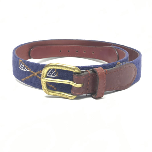 Smathers and Branson Needlepoint & Leather Belt, Lacrosse