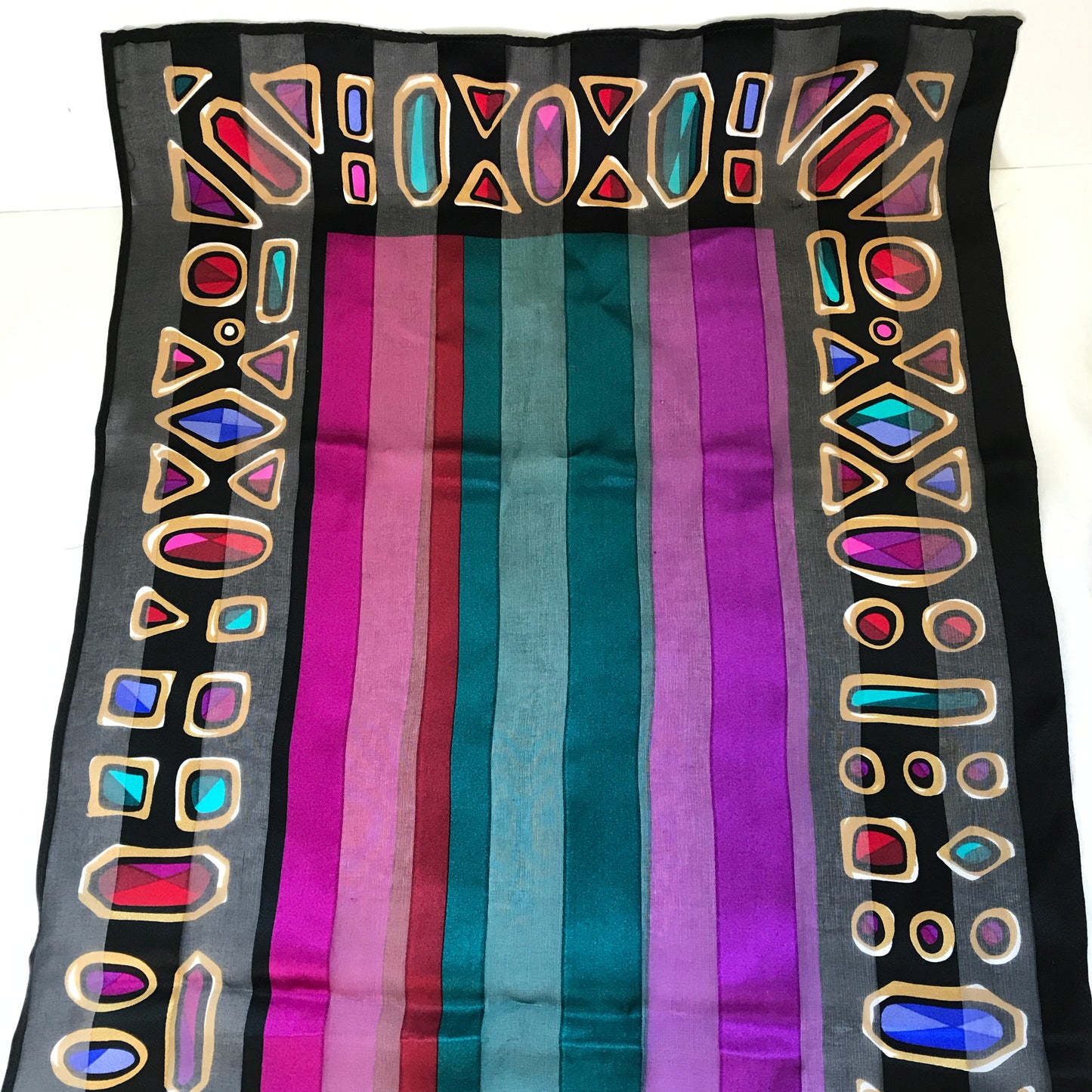 Wearable Art Bob Mackie Jewel Print, Long Silk Scarf