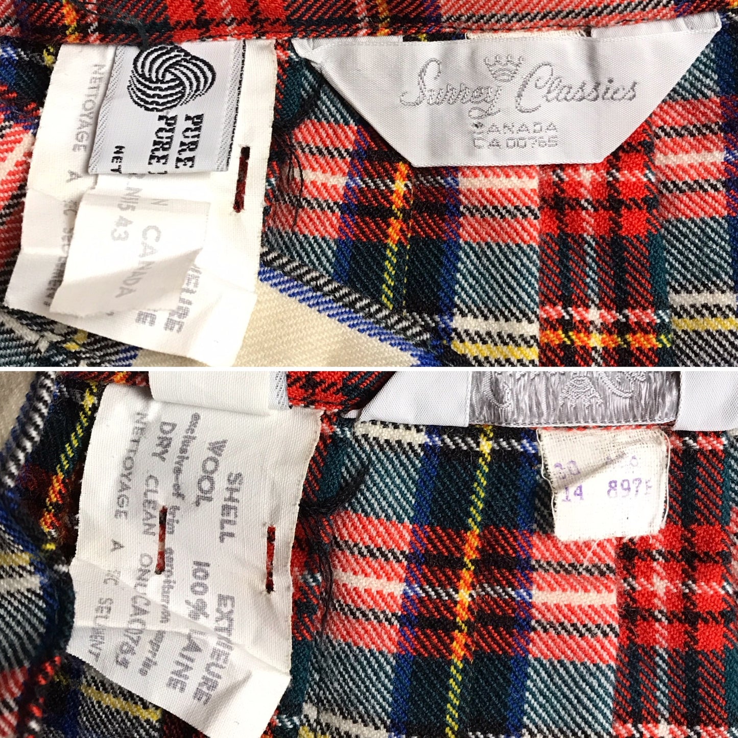 Tartan Kilt by Surrey Classics 100% Wool Made in Canada SMALL FAULTS