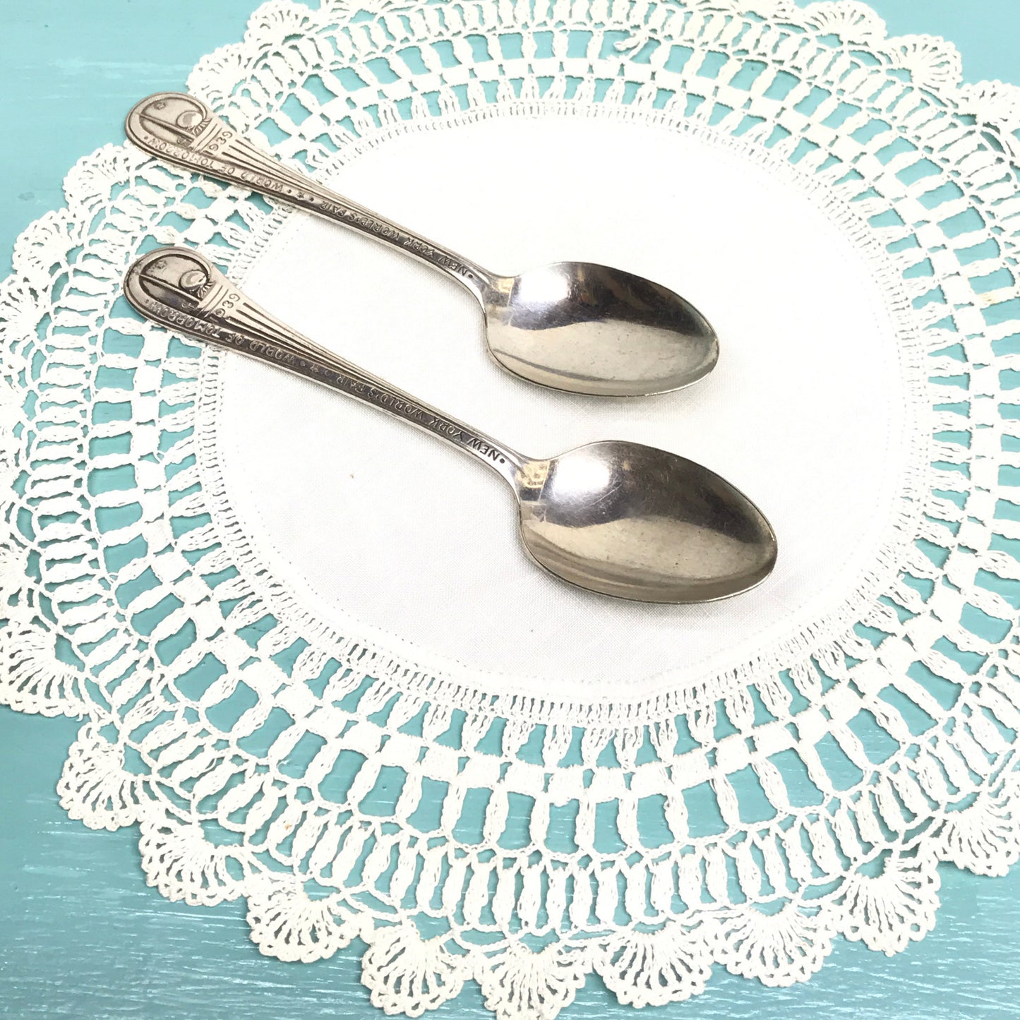 1939 World’s Fair Souvenir Teaspoons, Wallace Silver Plate