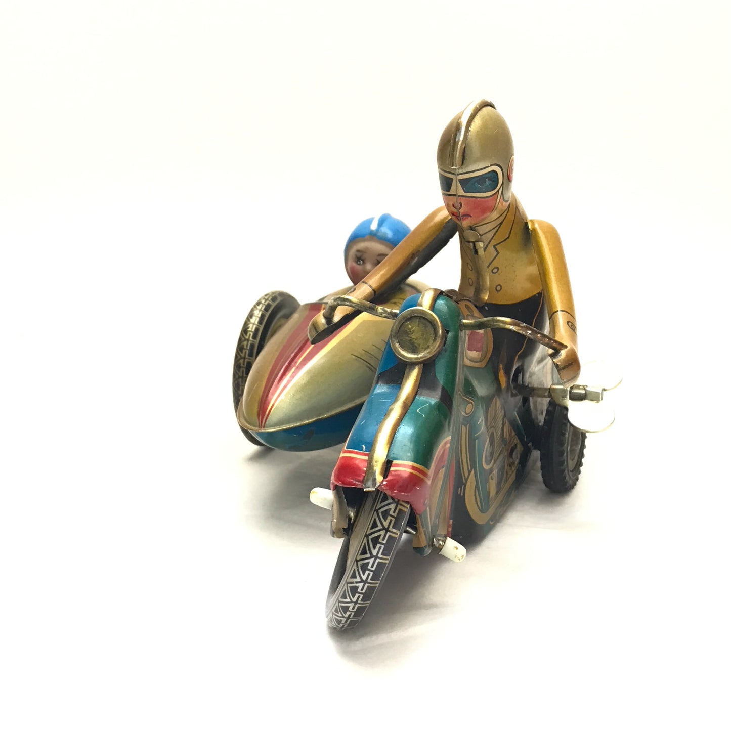 Retro Reproduction Wind Up Motorcycle, Made to Look Distressed