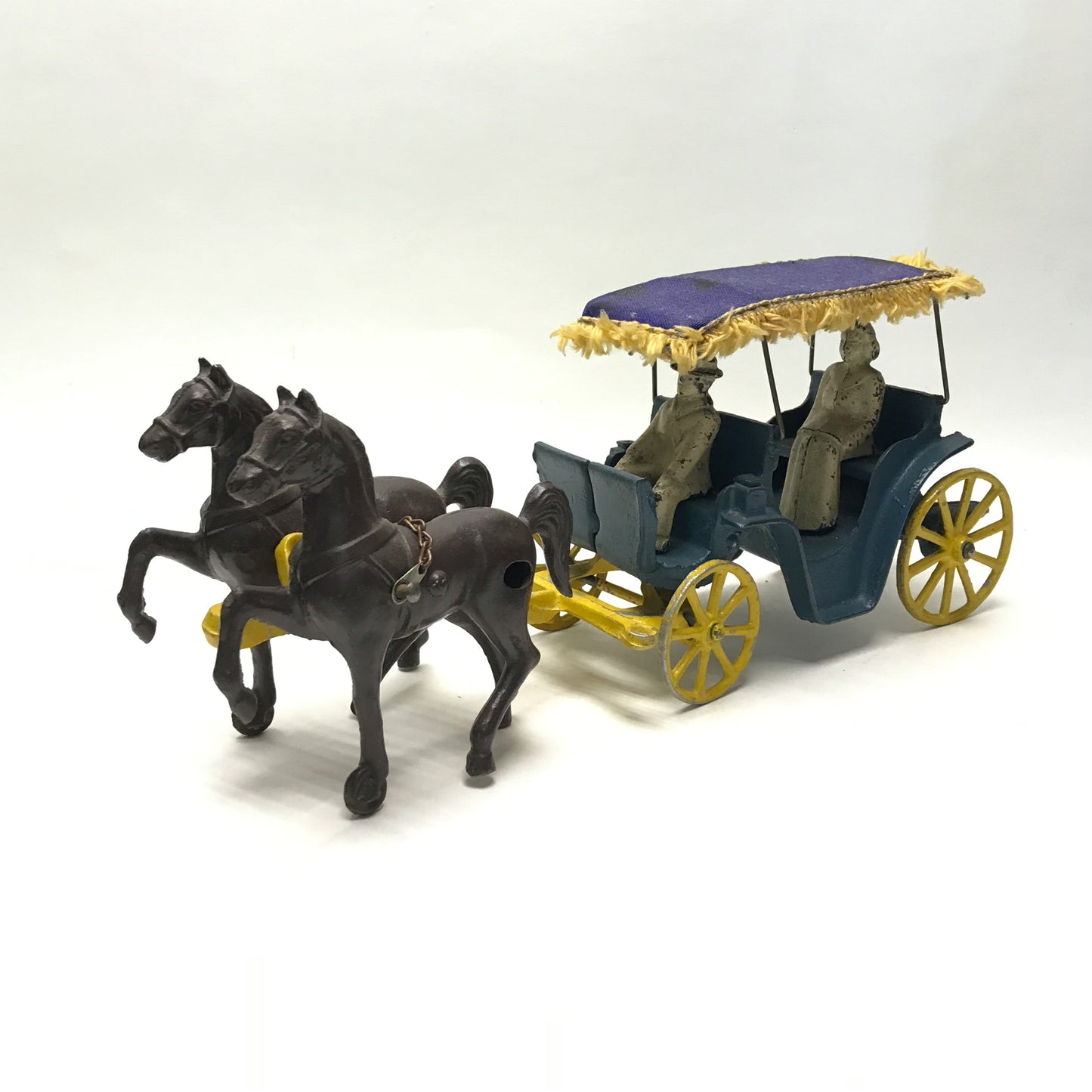 Cast Iron Horse & Buggy, 2 Figurines, 2 Horses, Stanley Made in USA