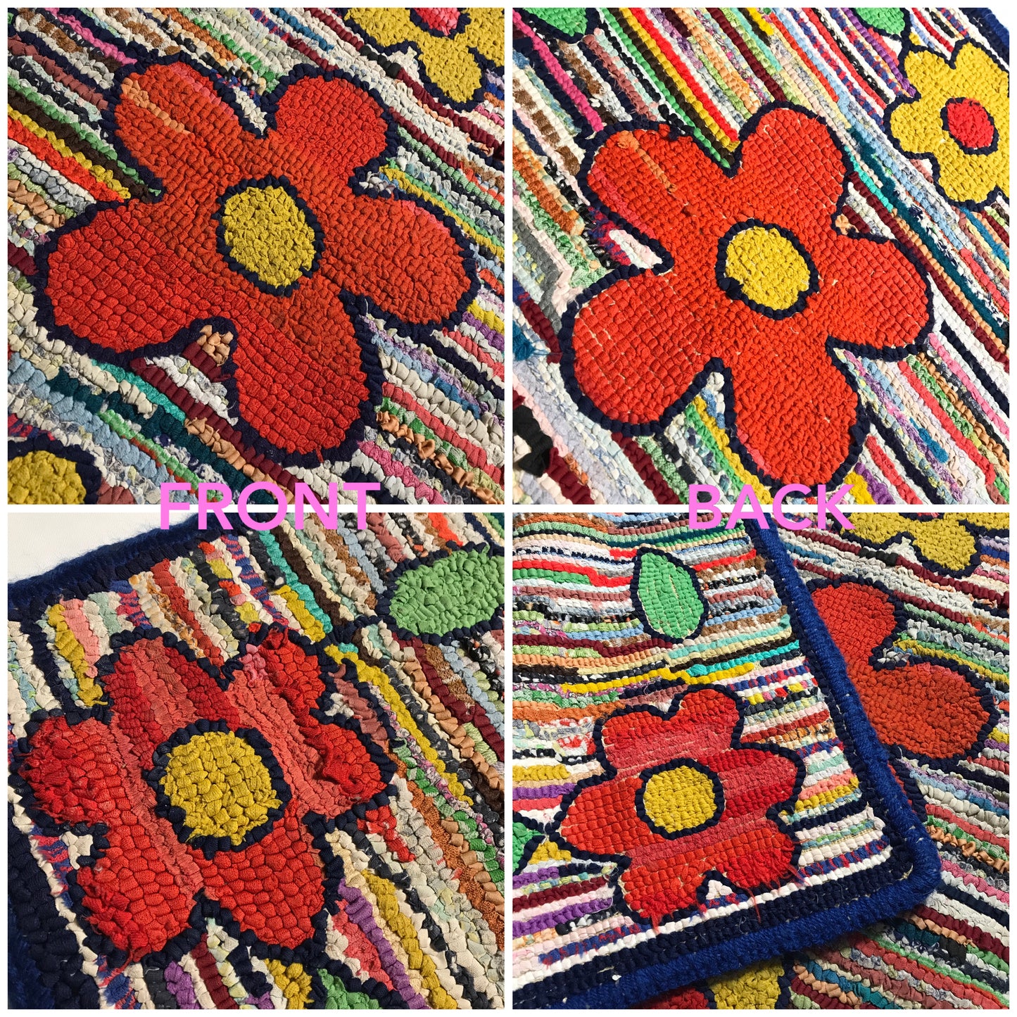 Flower Power Rag Rug, Floor Decor