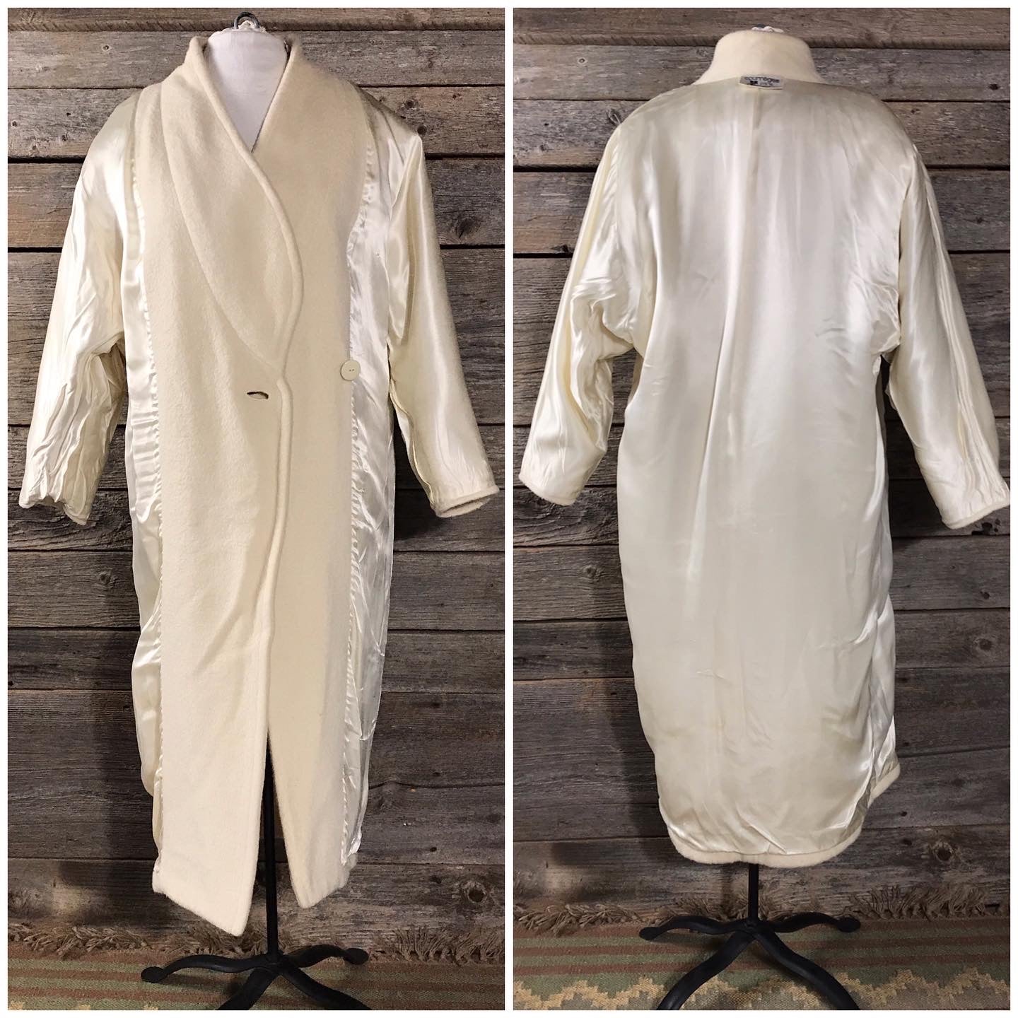 Courrèges Paris White Wool Blanket Coat (Some Wear)  c 1980s