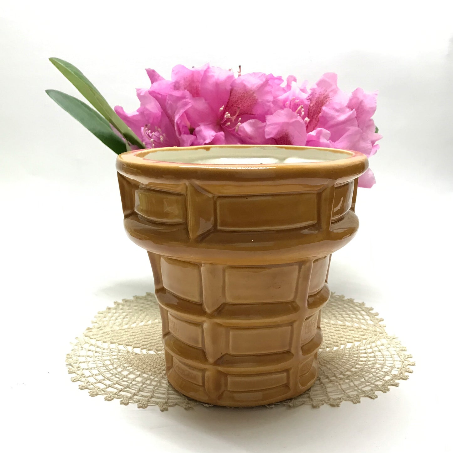 Ice Cream Cone Shaped Planter, Cone Cachepot, Ice Cream Jardiniere, Heavy Vase, Ice Cream Decor