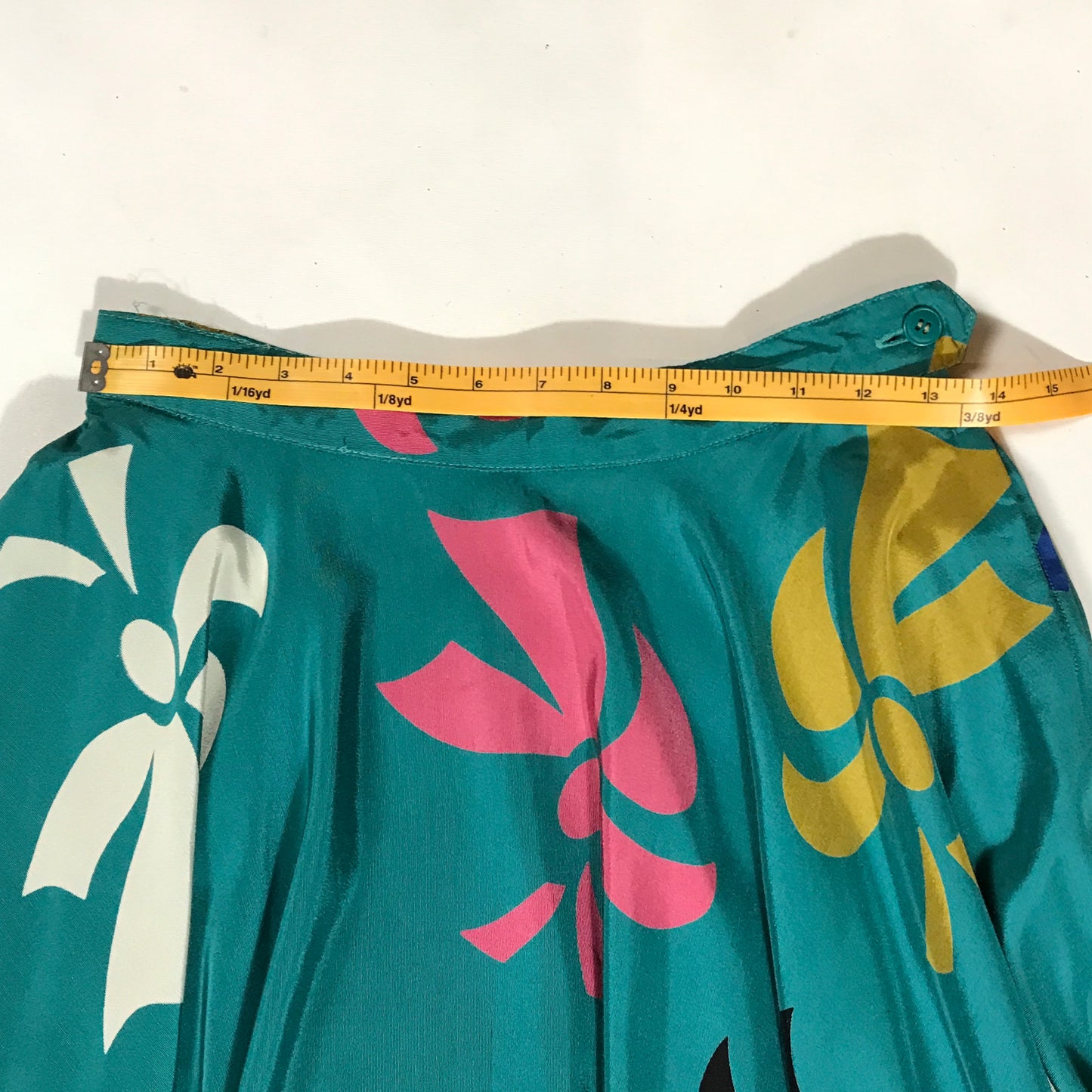 Mondi Green Print Full Circle Skirt, Size 40 EU, Retro Skirt, 1990s Fashion