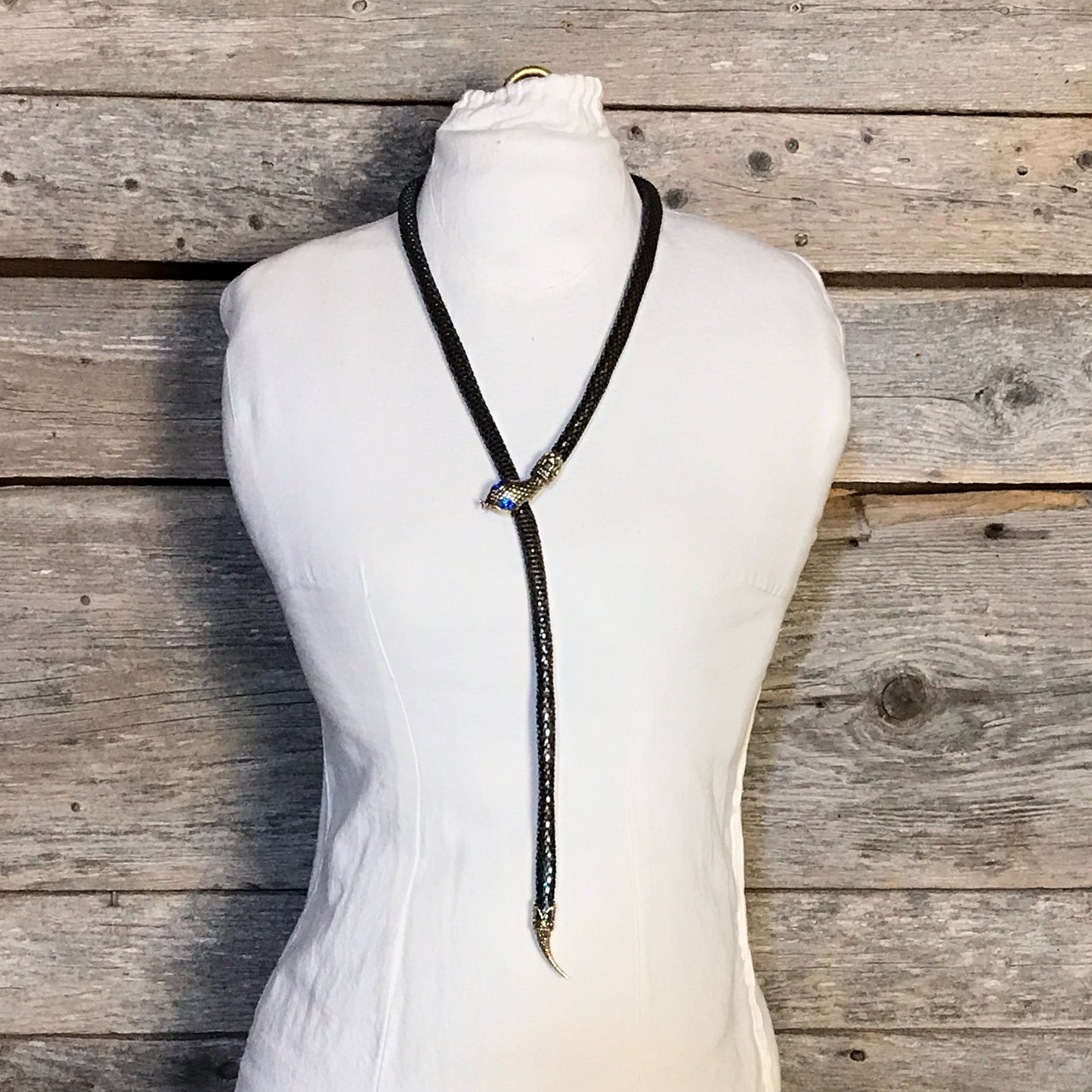 Vintage Blue Iridescent Mesh Snake Necklace