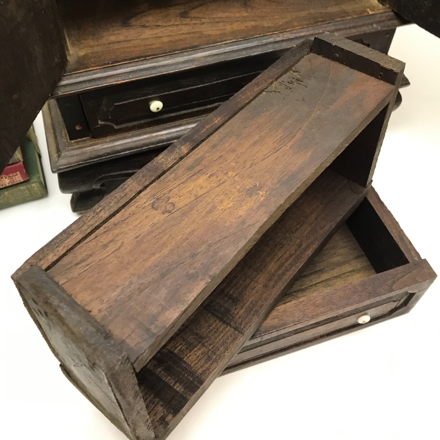 Wardrobe-Shaped Hardwood Jewellery Chest, Solid Wood Tabletop Storage