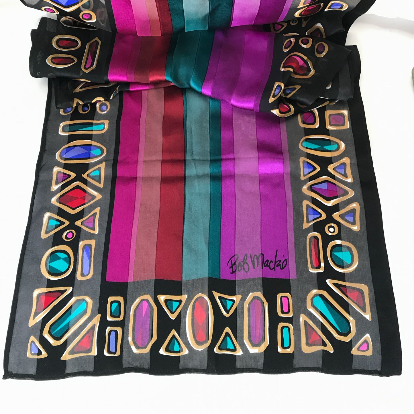 Wearable Art Bob Mackie Jewel Print, Long Silk Scarf