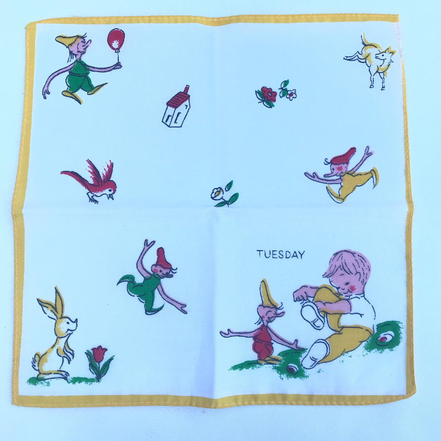 Vintage Children’s Hankies, Days of the Week, Set of 8