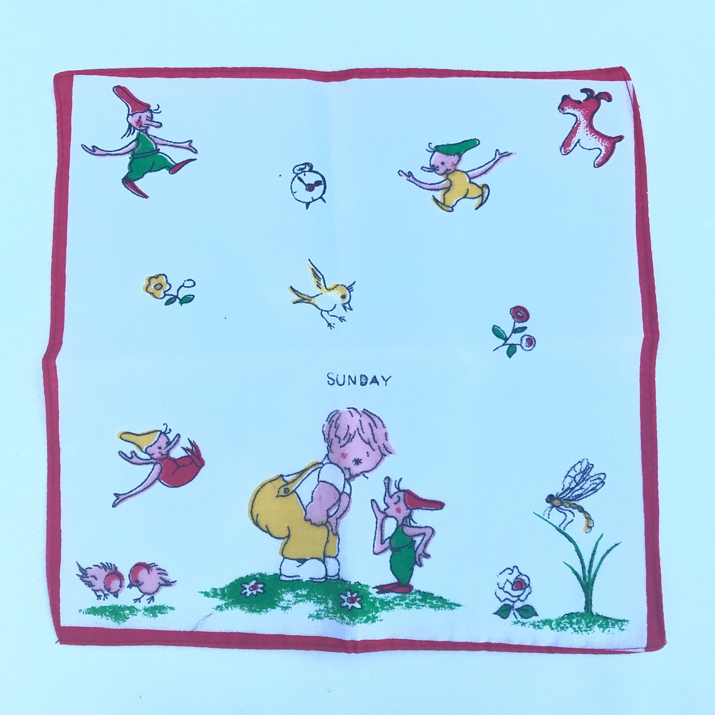 Vintage Children’s Hankies, Days of the Week, Set of 8