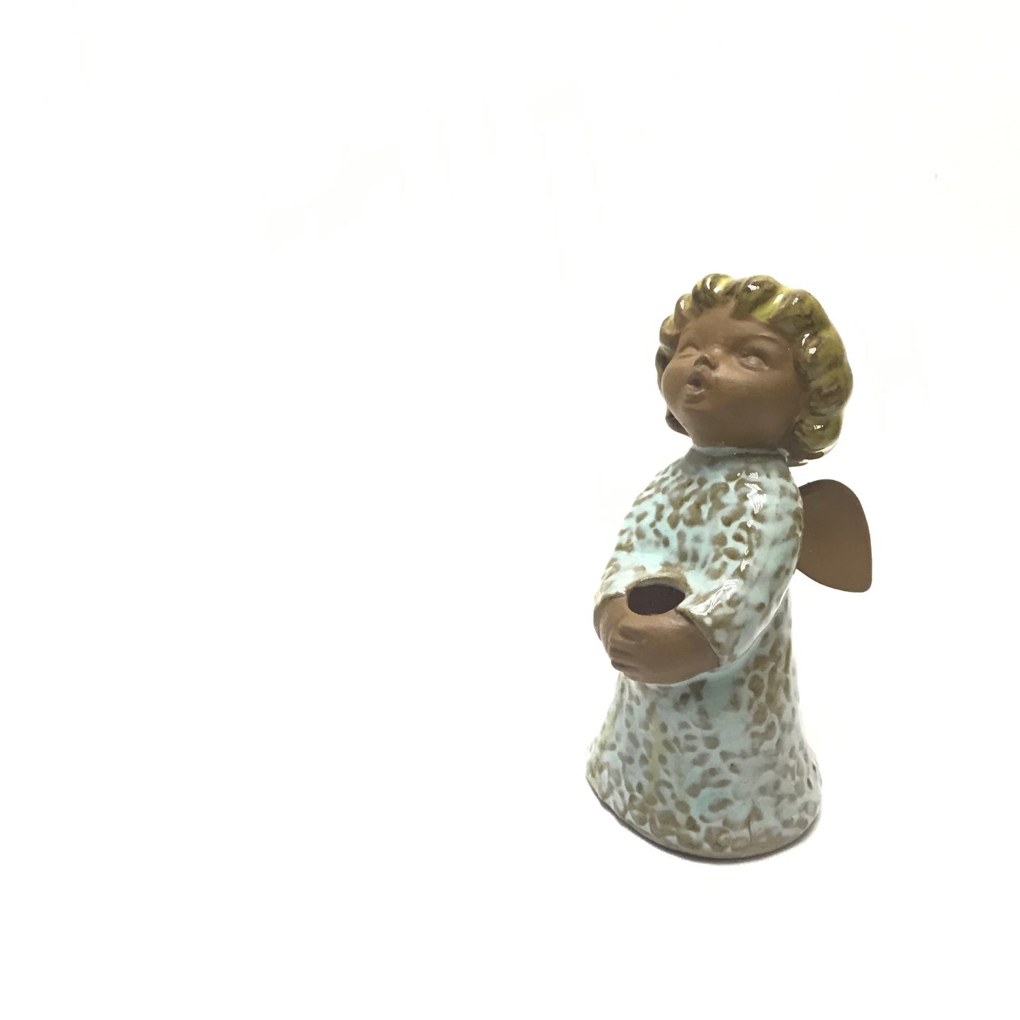 Vintage Goebel Mini Candle Holder Light Teal Cherub, 1966