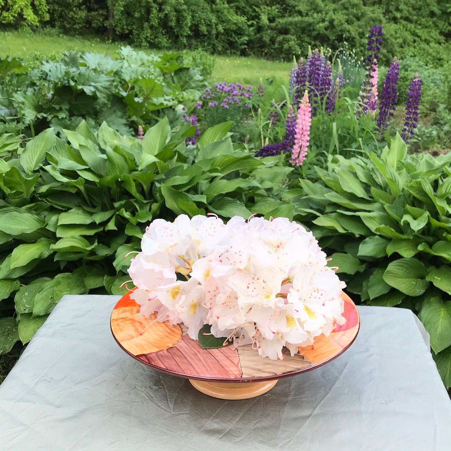 Crown Devon Vase, Vintage Rare Low Profile Hand Painted Flower Bowl