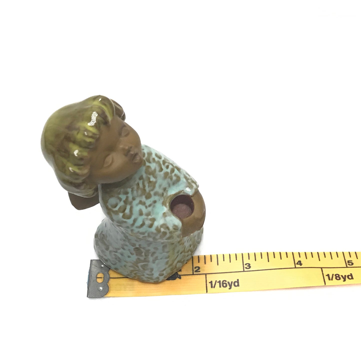 Vintage Goebel Mini Candle Holder Light Teal Cherub, 1966