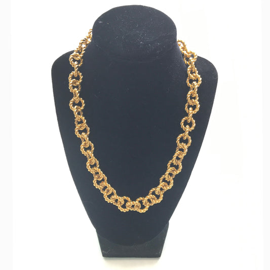 Monet Gold Necklace with Rope Design and Toggle Clasp, Cable Chain,  Vintage & Retro Jewellery