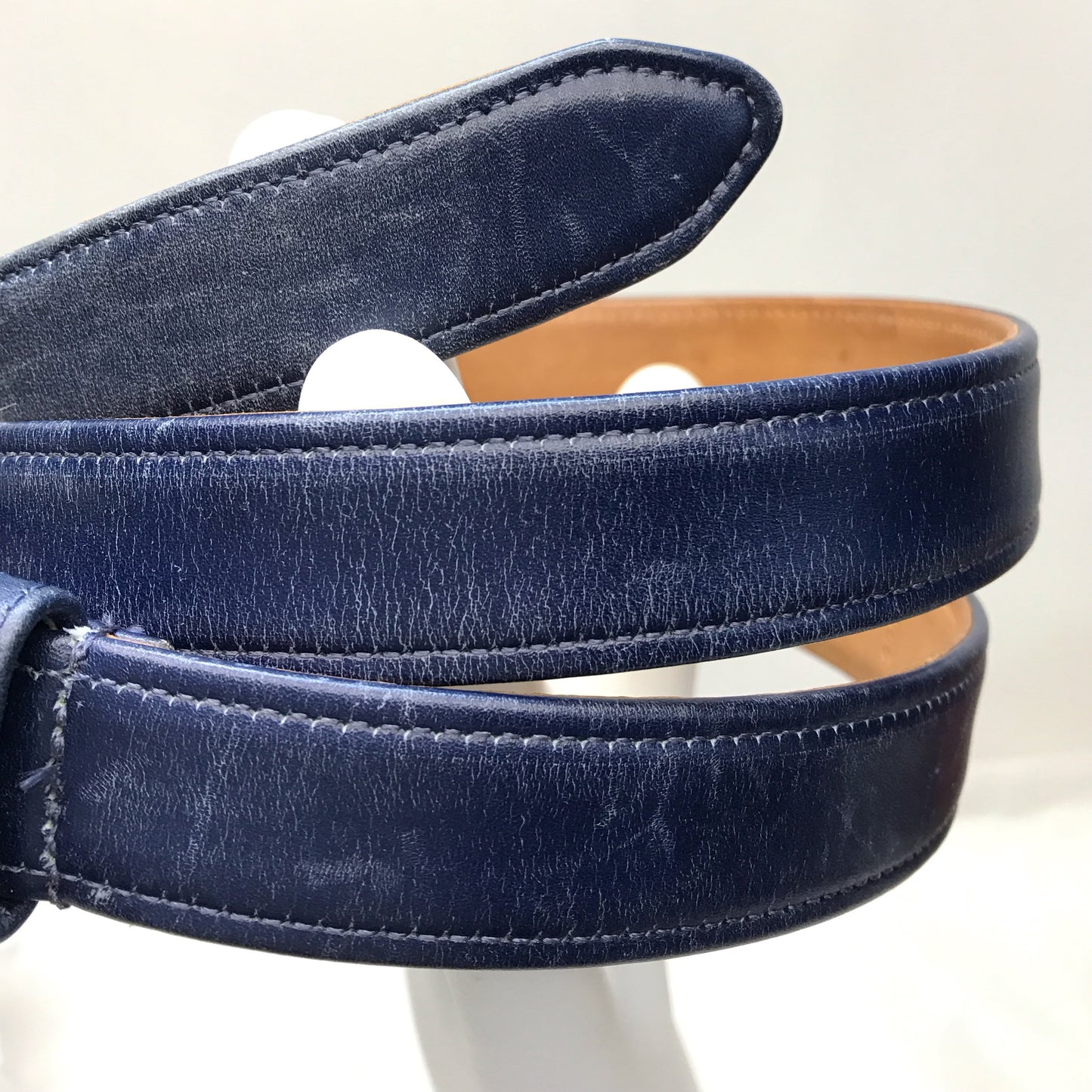 Distressed Blue Leather Coach Belt, Size L