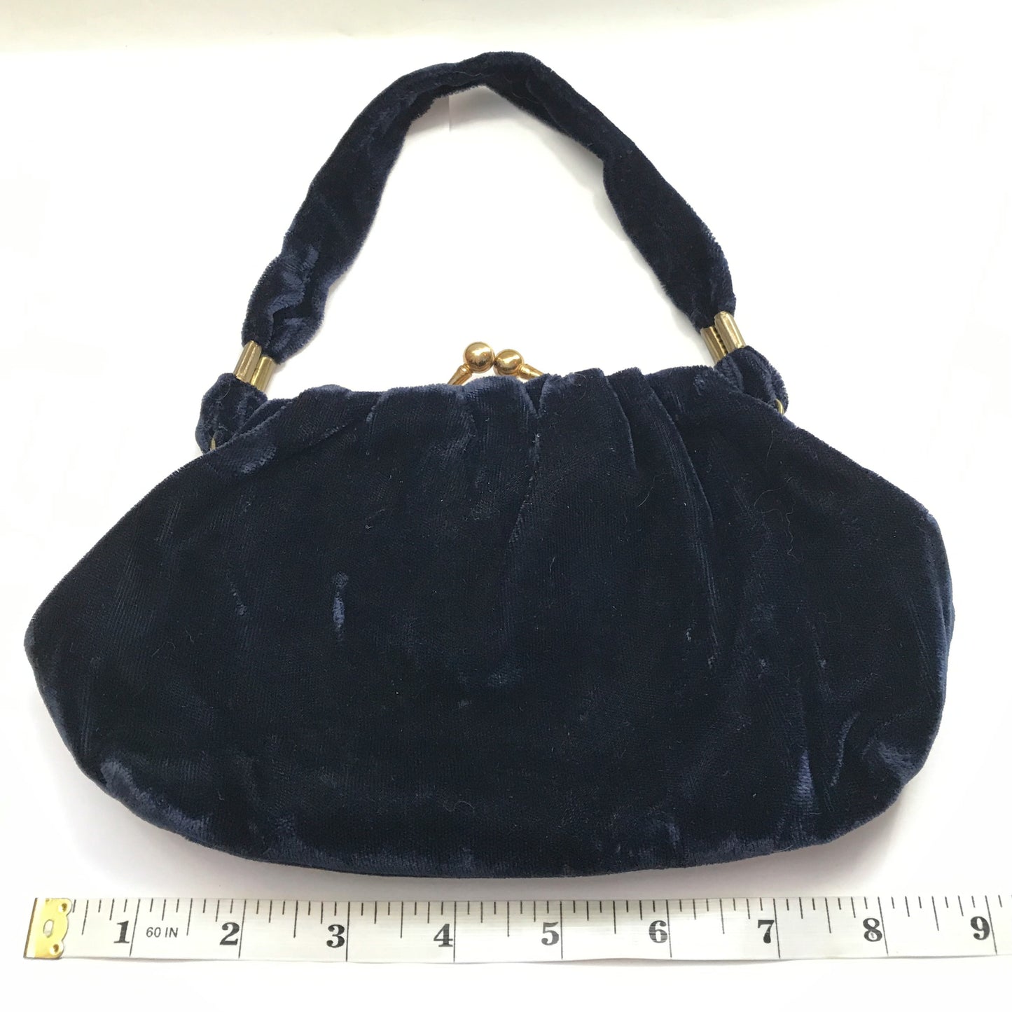 Small Vintage Blue Velvet Evening Bag, Soft Sided Fabric Purse (SOLD)