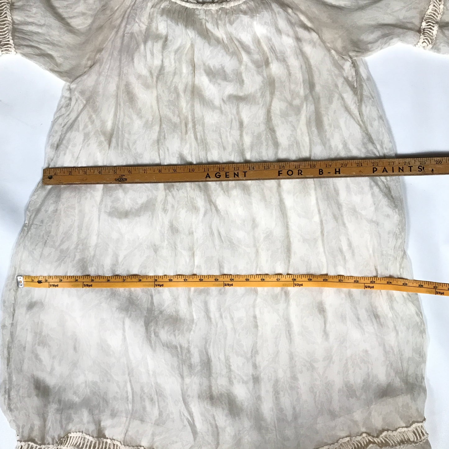 Bella Umbra White on White Print Silk Dress Size L