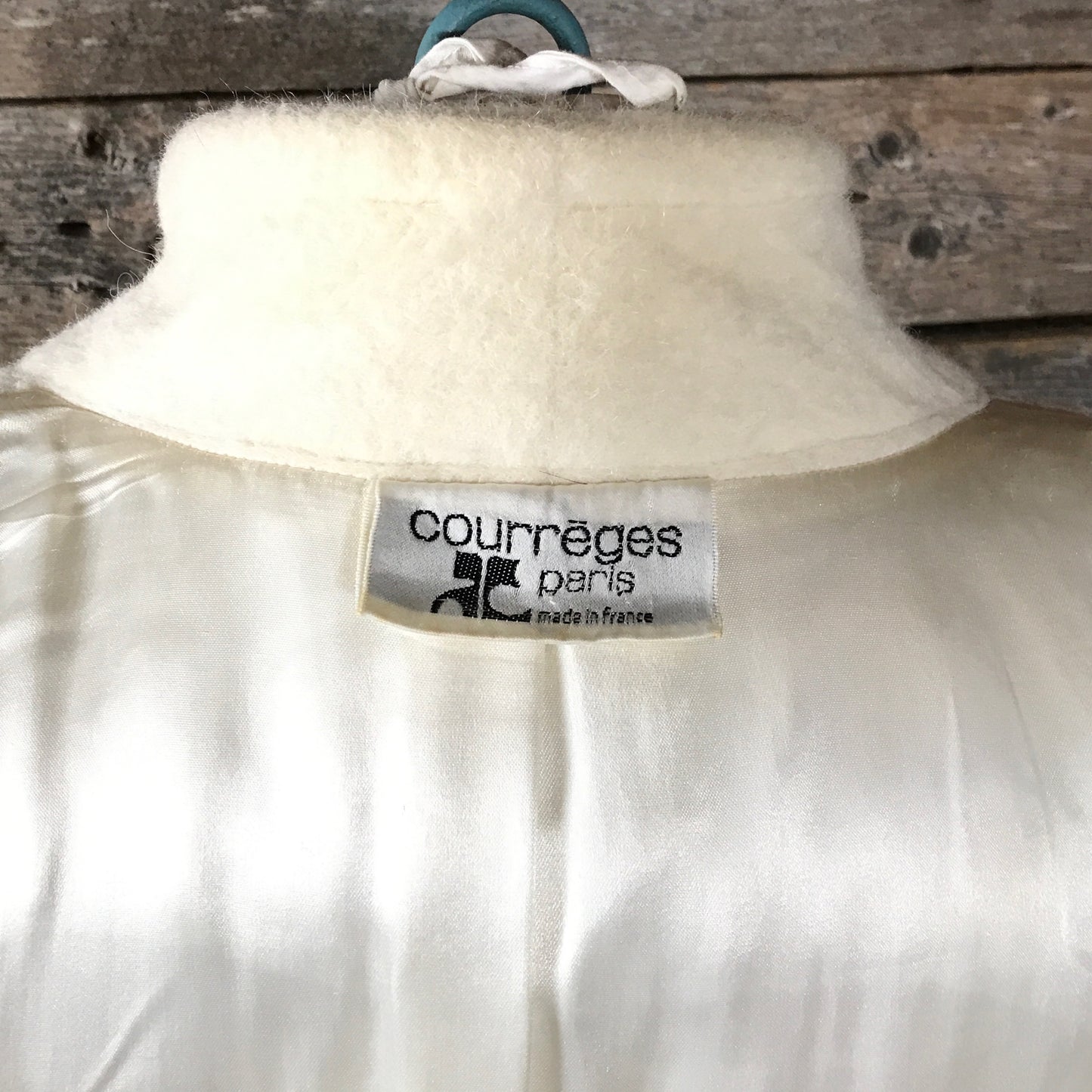 Courrèges Paris White Wool Blanket Coat (Some Wear)  c 1980s