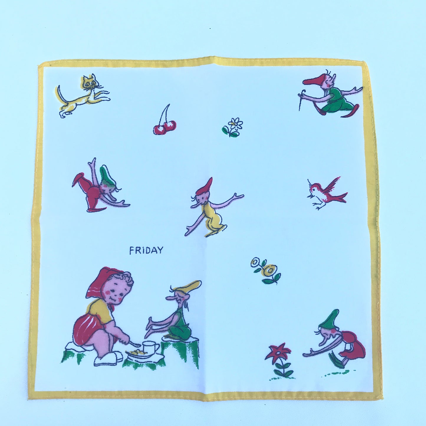 Vintage Children’s Hankies, Days of the Week, Set of 8