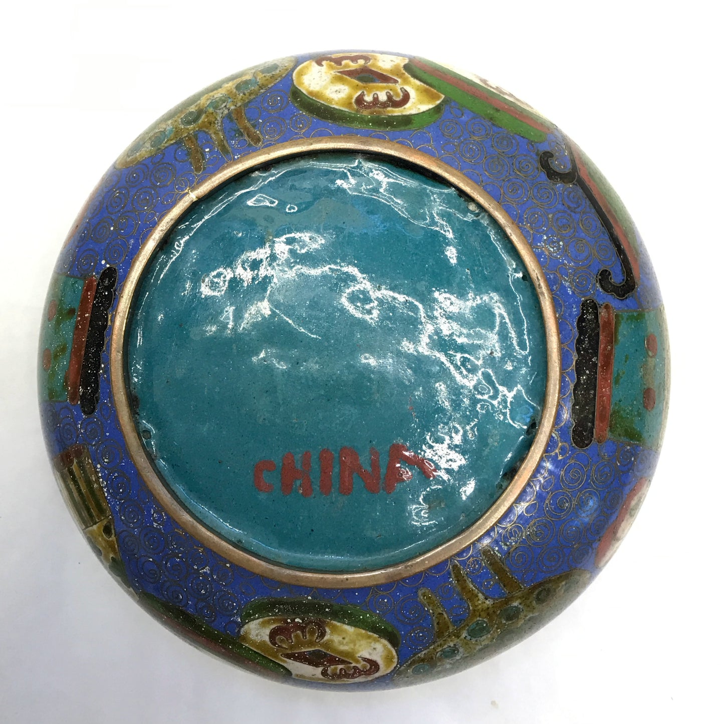 Chinese Cloisonné Trinket Dish, Food Themed, Light Deterioration