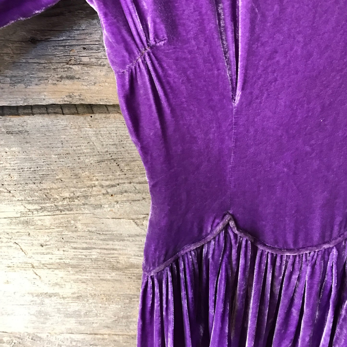 1930s Purple Velvet Dress, Vintage Fashion,  Some FAULTS, Handmade Dress, Extra Small