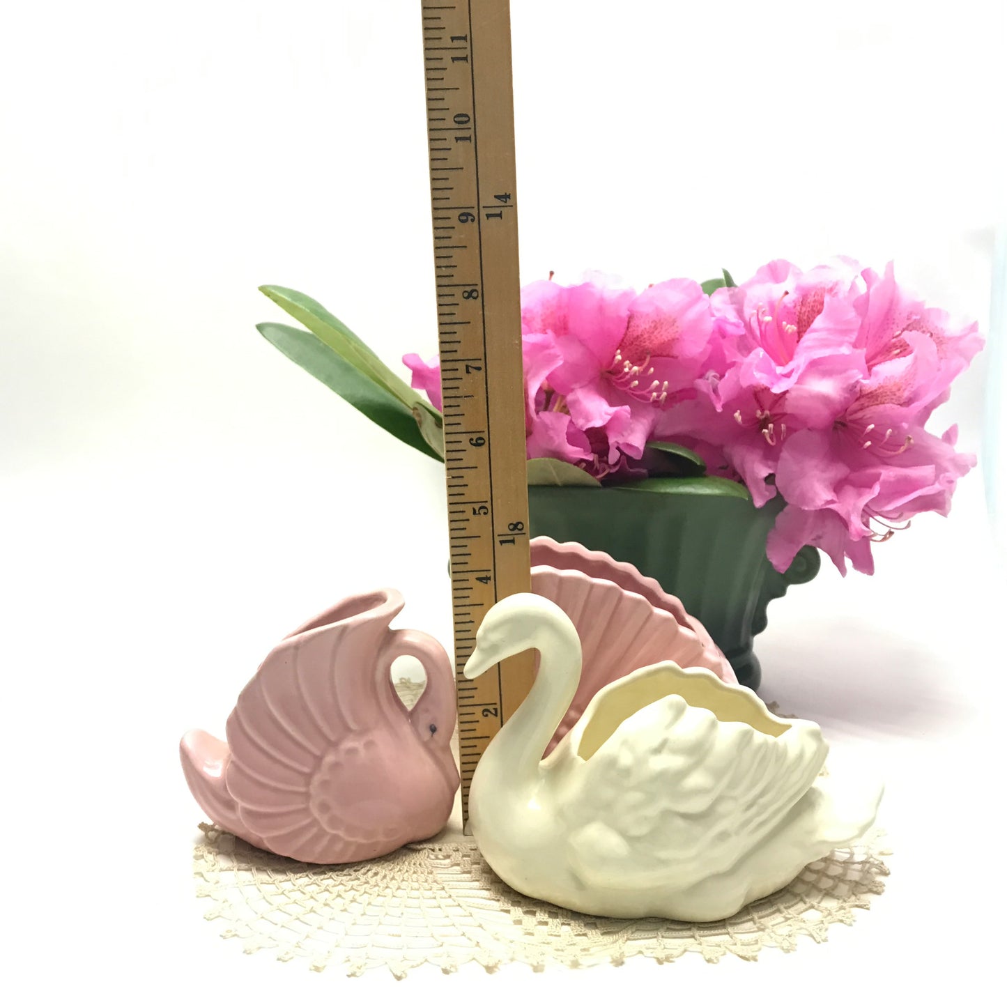 Swan Vase, Fan Vase, Lot of 3, Vintage Small Planters, Small Vases