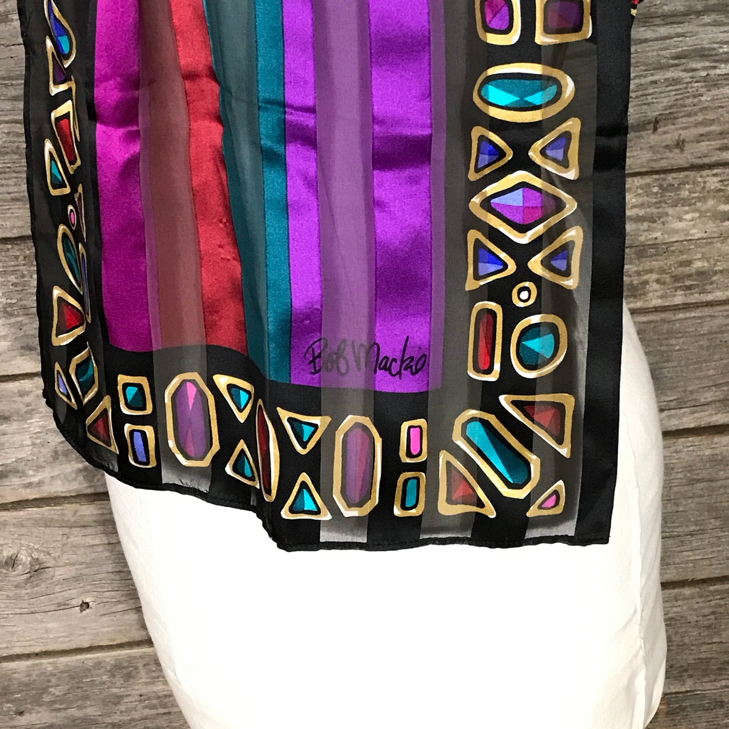 Wearable Art Bob Mackie Jewel Print, Long Silk Scarf