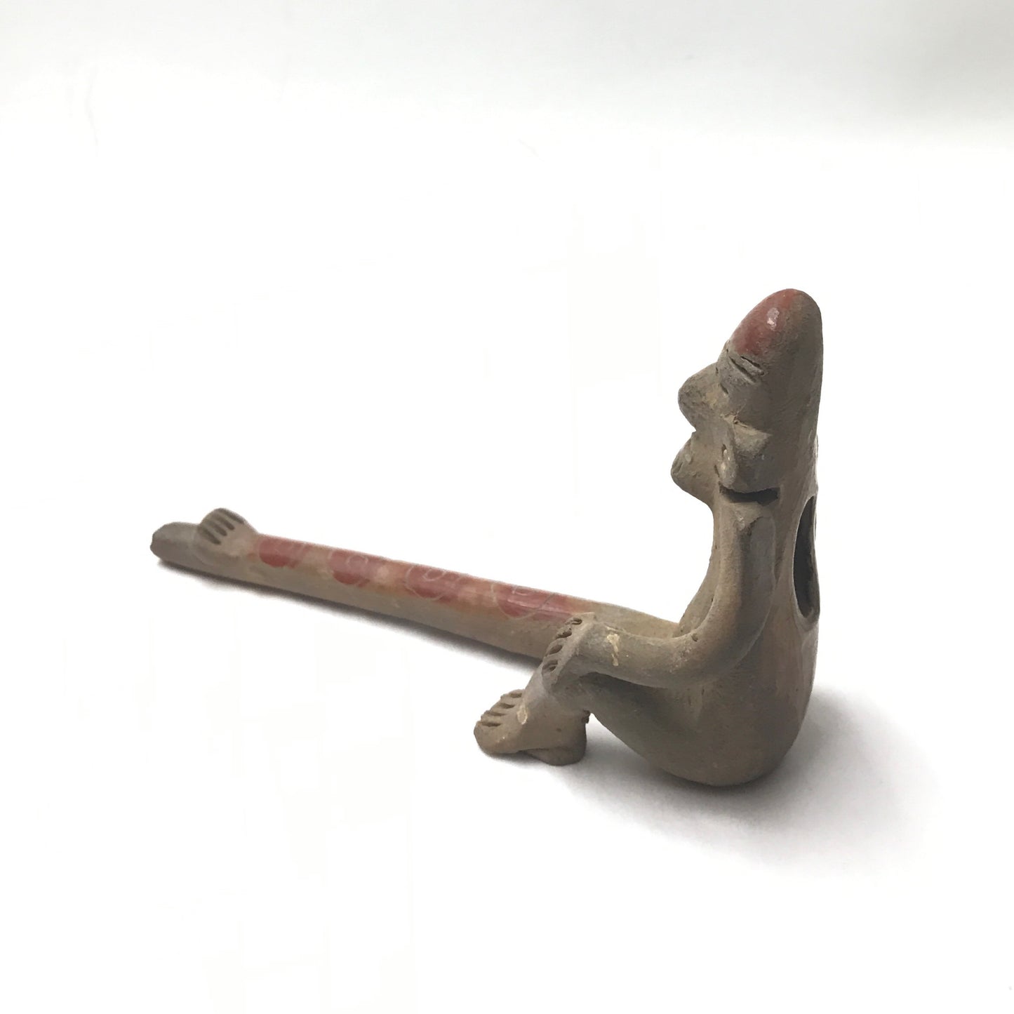 Handmade Clay Pipe, South American Effigy Pipe, Anthropomorphic Ceremonial Smoking Pipe