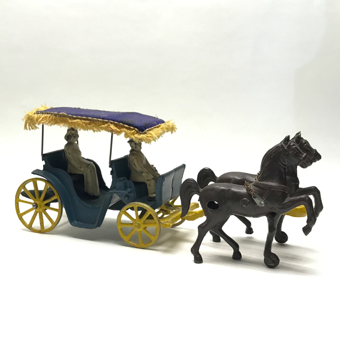 Cast Iron Horse & Buggy, 2 Figurines, 2 Horses, Stanley Made in USA