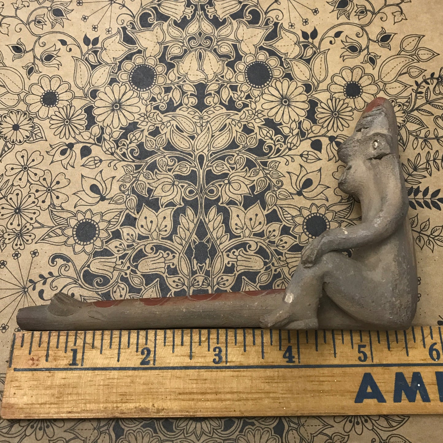 Handmade Clay Pipe, South American Effigy Pipe, Anthropomorphic Ceremonial Smoking Pipe