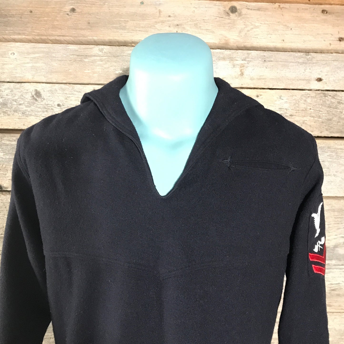 Vintage US Navy Sweater, Aviation Metalsmith Patch, 100% Wool, Sailor Collar