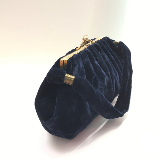 Small Vintage Blue Velvet Evening Bag, Soft Sided Fabric Purse (SOLD)