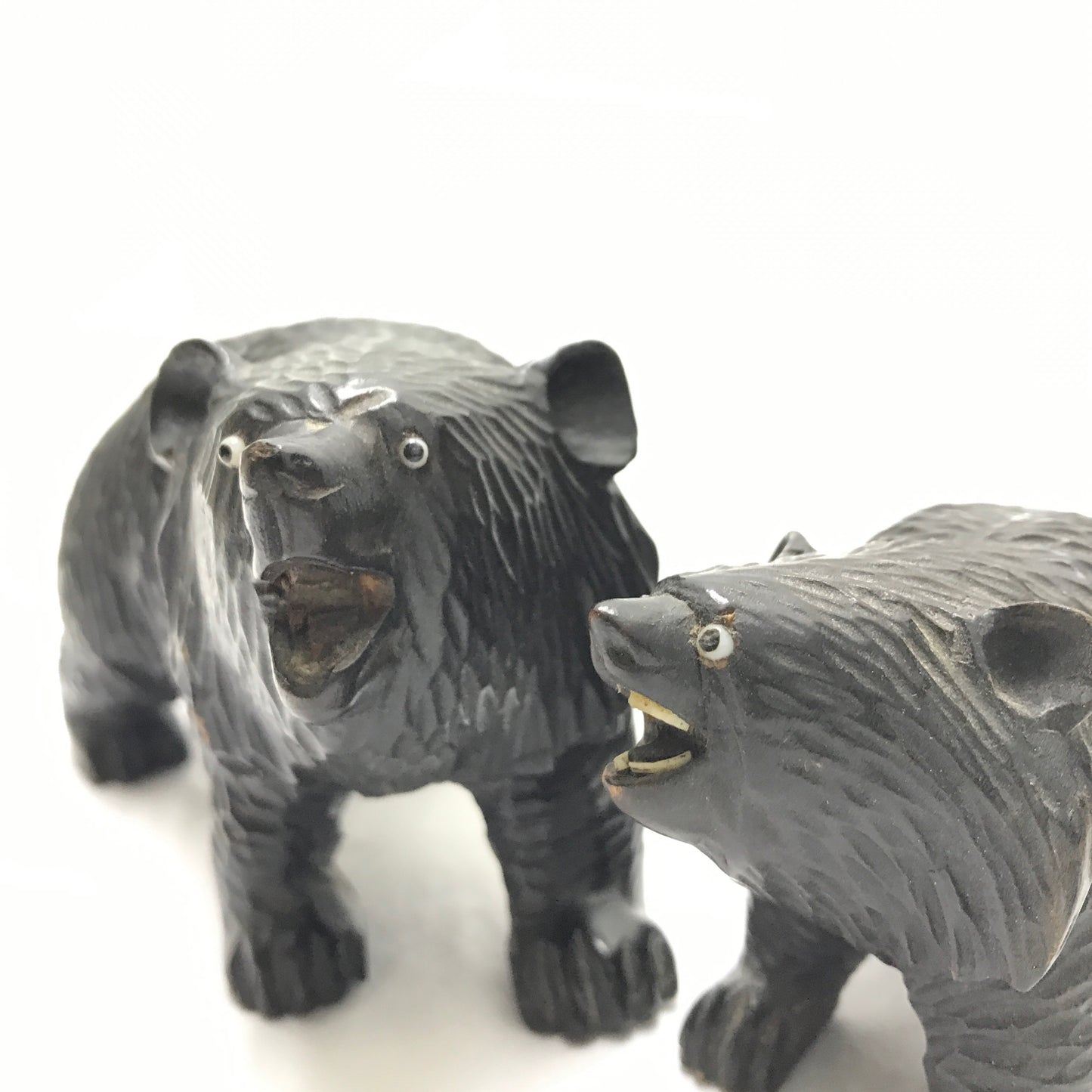 Pair of Ainu Hand Carved Bear Figurines