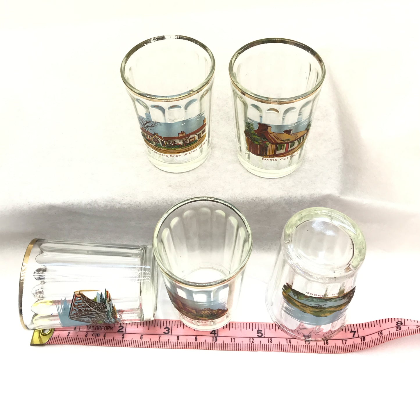 Lot of 5 Vintage Scottish Souvenir Shot Glasses