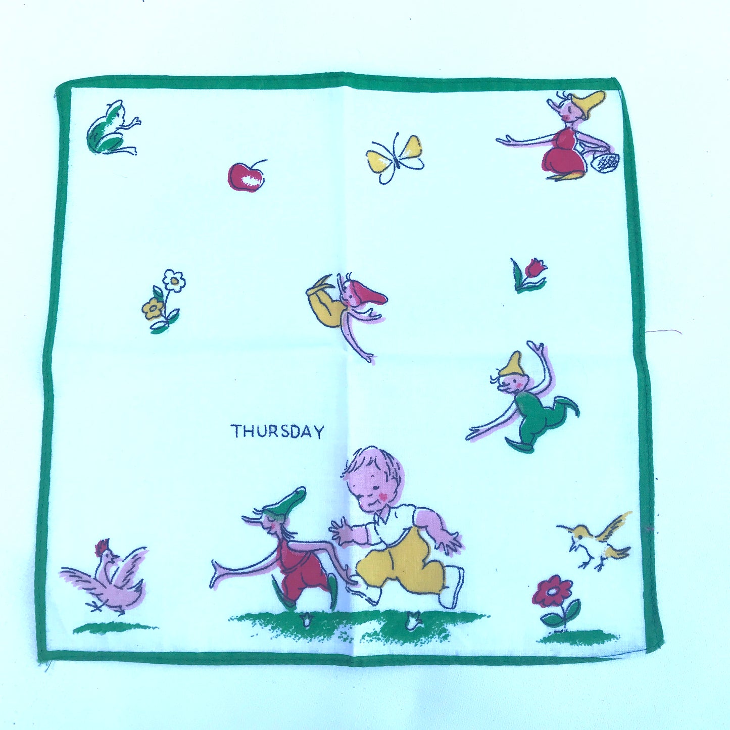 Vintage Children’s Hankies, Days of the Week, Set of 8