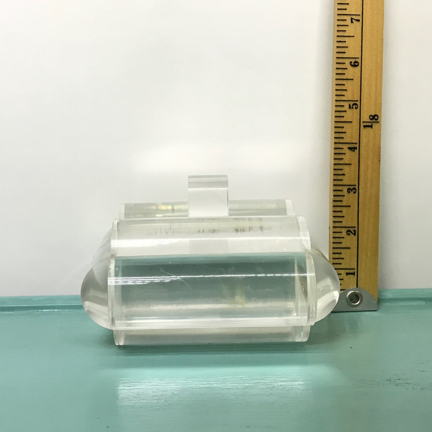 Chunky Art Deco Clear Lucite Trinket Box, Jewellery Box